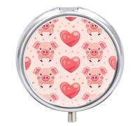 Pig Heart Pill Case Box with 3 Compartment Medicine Vitamin Organizer for Purse Pocket 5x5cm