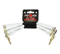 Pig Hog PHLIL6 Lil' Pigs Right-Angle 1/4" White Instrument Patch Cables, 6" (4 Pack)