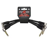 Pig Hog PHLIL6BK Vintage Black Woven Patch Cables 3 pack, 6 inch