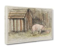 Pig In A Farm By Theo Van Hoytema Canvas Print | Gallery Wrapped 30mm Frame Wall Art | 30x20 inches | Ready to Hang | Classic Animals Picture | Living Room Bedroom Lounge Office