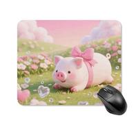 Pig in Heart Garden Mouse Pad Cute Square Mouse Mat Leather Non-Slip Rubber Base Mousepad Waterproof Computer Mouses Pad for Laptop Wireless Mouses Keyboard Home Office 20 * 25cm