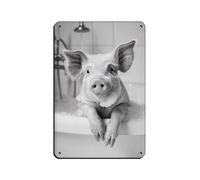 Pig in The Bathtub, Funny Animal Photograph, Retro Poster Metal Tin Sign Chic Art Retro Iron Painting Bar People Cave Cafe Family Garage Poster Wall Decoration 8x12inch(20x30cm)