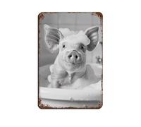 Pig in The Bathtub, Funny Animal Photograph Retro Poster Metal Tin Sign Chic Art Retro Iron Painting Bar People Cave Cafe Family Garage Poster Wall Decoration 8x12inch(20x30cm)