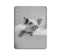 Pig in The Bathtub, Funny Animal Photograph, Retro Poster Metal Tin Sign Chic Art Retro Iron Painting Bar People Cave Cafe Family Garage Poster Wall Decoration 12x16inch(30x40cm)