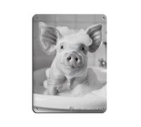 Pig in The Bathtub, Funny Animal Photograph Retro Poster Metal Tin Sign Chic Art Retro Iron Painting Bar People Cave Cafe Family Garage Poster Wall Decoration 12x16inch(30x40cm)