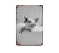 Pig in The Bathtub, Funny Animal Photograph, Tin Sign Vintage Metal Pub Club Cafe Bar Home Wall Art Decoration Poster Retro 8x12inch(20x30cm)