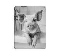 Pig in The Bathtub, Funny Animal Photograph, Tin Sign Vintage Metal Pub Club Cafe Bar Home Wall Art Decoration Poster Retro 12x16inch(30x40cm)