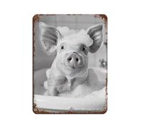 Pig in The Bathtub, Funny Animal Photograph Tin Sign Vintage Metal Pub Club Cafe Bar Home Wall Art Decoration Poster Retro 12x16inch(30x40cm)