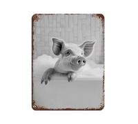 Pig in The Bathtub, Funny Animal Photograph, Tin Sign Vintage Metal Pub Club Cafe Bar Home Wall Art Decoration Poster Retro 12x16inch(30x40cm)