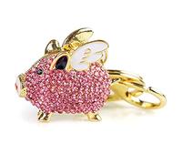 Pig Keychain,Cute Keychain Accessories for Women,Pink Flying Pig Gift for Pig Lovers, Crystals Key Decoration for Girls