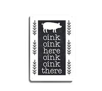 Pig Kitchen Wall Art Black And White Kitchen Decor Dining Room Art Oink Oink Here Wall Decor Poster Metal Sign 8X12 Inches