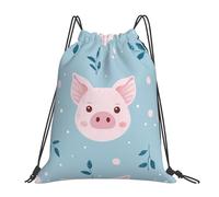 Pig Leaves Cute Pig Unisex String Backpack Adjustable Drawstring Bag Portable Gym Sack For Hiking Yoga Sports