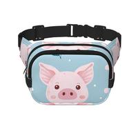 Pig Leaves Double Layer Waist Bag Pack Cute Piggy Bum Bag Fanny Pack for Men Women, Adjustable Belt Bag for Travel Hiking Running Cycling Festival