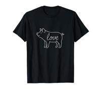 Pig Love Line Art Farm Animal Cute Piggy Lover T-Shirt