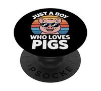 Pig Lover Just A Boy Who Loves Pigs Funny Farmers PopSockets Adhesive PopGrip
