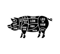 Pig Meat Wall Sticker Butchers Animals Wall Stickers Kitchen Restaurant Decoration Vinyl Decal Pig Body Cuts Window Poster Small - 28x58cm