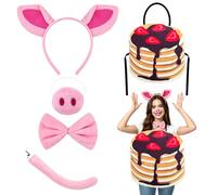 Pig Muffin Costume Adult 5Pcs,Pet Dessert Food Halloween Theme Outfit