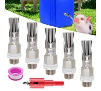 Pig Nipple Waterer for Barrel Kit Pig Drinker Automatic Pig Self Waterer System 1/2 inch Hog Pig Waterer Drinker Feeder with Stainless Steel Connectors Hog Water Nipples for Sows Piglet (5pcs, M)