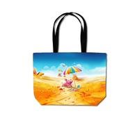 Pig On A Beach Holiday Beach Shopper Tote Bag Warren Reed - Designer Yellow One Size