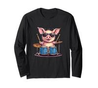 Pig on Drums Dropping the Ultimate Beat Costume Long Sleeve T-Shirt