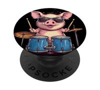 Pig on Drums Dropping the Ultimate Beat Costume PopSockets Adhesive PopGrip