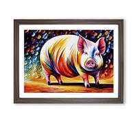 Pig Painting Vol.5 Abstract Framed Print | A2 Walnut Framed Wall Art | Ready to Hang | Abstract Historical Picture | Living Room Bedroom Lounge Office