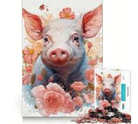 Pig Pastels 1000 Piece Jigsaw Puzzles for Teenagers Jigsaw Logic Train Toy Stress Relief Smooth Cut Memorable Gift (50x75cm)