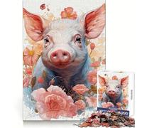 Pig Pastels 1000 Pieces Jigsaws Adults Puzzles Gifts Logic Ability Toy Slow Enjoy Accurate Cut Stylish Gift (38x26cm)