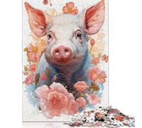 Pig Pastels Puzzle Difficult Challenge 100 Percent Recycled Cardboard Jigsaw Puzzle for Kids And Adults Age 12 Years Up 1000pcs (26x38cm)