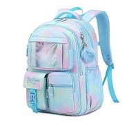 PIG PIG GIRL Kids Backpack for Girls School Bags for Middle School Students Book Bag for Elementary Primary School, Blue, One Size, Kawaii