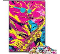 Pig Playing Saxophone Jigsaw Puzzles for Teenagers 1000 Piece, Suitable for Ages 14 And Up Family Fun It Is Ideal As A Gift for The Whole Family (50x75cm)