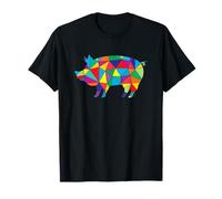 Pig Polygon Colourful Geometric Low Poly Farmer Pigs T-Shirt