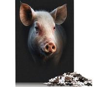 Pig Portrait Photo Puzzle Jigsaws 500 Pieces for Adults Puzzle Jigsaws for Adults Educational Puzzle 500pcs (52x38cm)
