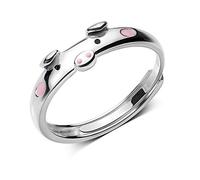 Pig S925 Sterling Silver Ring for Women Polished Cute Pink Piggy Animal Expandable Open Finger Rings Adjustable Fashion Jewelry Christmas Birthday Dainty BFF Gifts for Daughter Niece