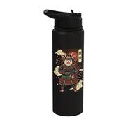 Pig Samurai Japanese Warrior Stainless Steel Insulated Water Bottle