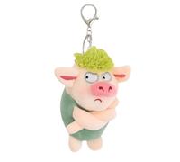 Pig Shape Plush Keychain: Mini Plush Doll With Green Hair And Expressive Design, Soft Animal Pendant As Decorative Accessory For Handbags, Backpacks, Collectors For