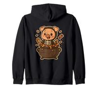 Pig Skeleton in Candy Cauldron Zip Hoodie