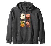 Pig Spooky Witch Boo Zombie Cute Pig Halloween Ghost Costume Zip Hoodie