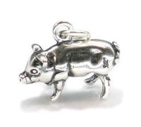 Pig sterling silver charm .925 x 1 Farming and Piggy Pork charms