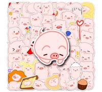 Pig Stickers 50 Pcs Waterproof Cute Cartoon Pig Stickers for Laptop Water Bottle Phone Luggage Computer Guitar Car Hydro Flask Skateboard Bike,Vinyl Funny Animal Sticker for Teens Kids