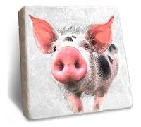 Pig Stone Coaster - Rustic Edged Natural Marble Coaster by Stone Rebellion (Pig)