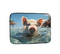 Pig Swim Bathe Laptop Sleeve for Women Men, 10 Inch Waterproof Laptop Bag Lightweight Notebook Computer Cover Bag