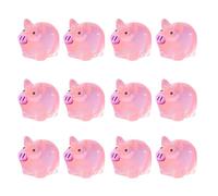 Pig Theme Figurine Shaped Decoration 12pcs Mini Glow-in-the-dark Resin Tiny Ornament Miniature Animal Statue Toy Fairy Garden Microlandscape Pink