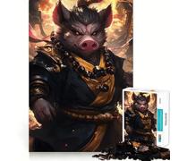 Pig Warrior with Golden Beads 1000 Piece Jigsaw Puzzle for Adults Smart Reason Toy Home Enjoy Sharp Edge Santa Wish Item (50x75cm)