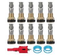 Pig Waterer Nipple Automatic Pig Nipple Drinkers with Brass Water Tank Connector Stainless Steel Pig Waterer Feeder Systems Kit for Hog Pig Goats Swine Piglets Drinking (10 Pig Drinkers)