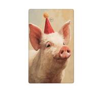 Pig Wearing A Red Christmas Hat Single Toggle Blank Wall Plate Light Switch Cover Decorative 1 Gang for Kitchen Room Bathroom Size 11.4x7cm