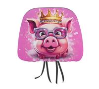 Pig Wearing Glasses Cute Animal Headrest Covers Printed Car Seat Head Rest Protector Universal Auto Accessories 2 PCS