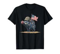 Pig with Military Helmet Costume for Wild Hog Lovers T-Shirt