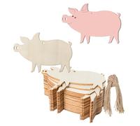 Pig Wooden Unfinished Ornaments with Twines Wall Art for Farm Bacon Hog Livestock Ranch Christmas Wedding Birthday Party Thanksgiving Day Decoration 20Pcs.