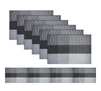 pigchcy Black Elegant Placemats and Table Runner Set Vinyl Washable Placemats for Dining Table Set of 6 (45 x 30 cm + 45 x 180 cm)